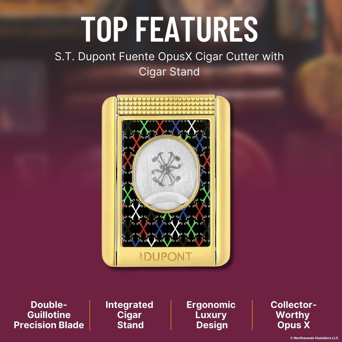 S.T. Dupont Fuente OpusX Cigar Cutter with Cigar Stand - Top Features