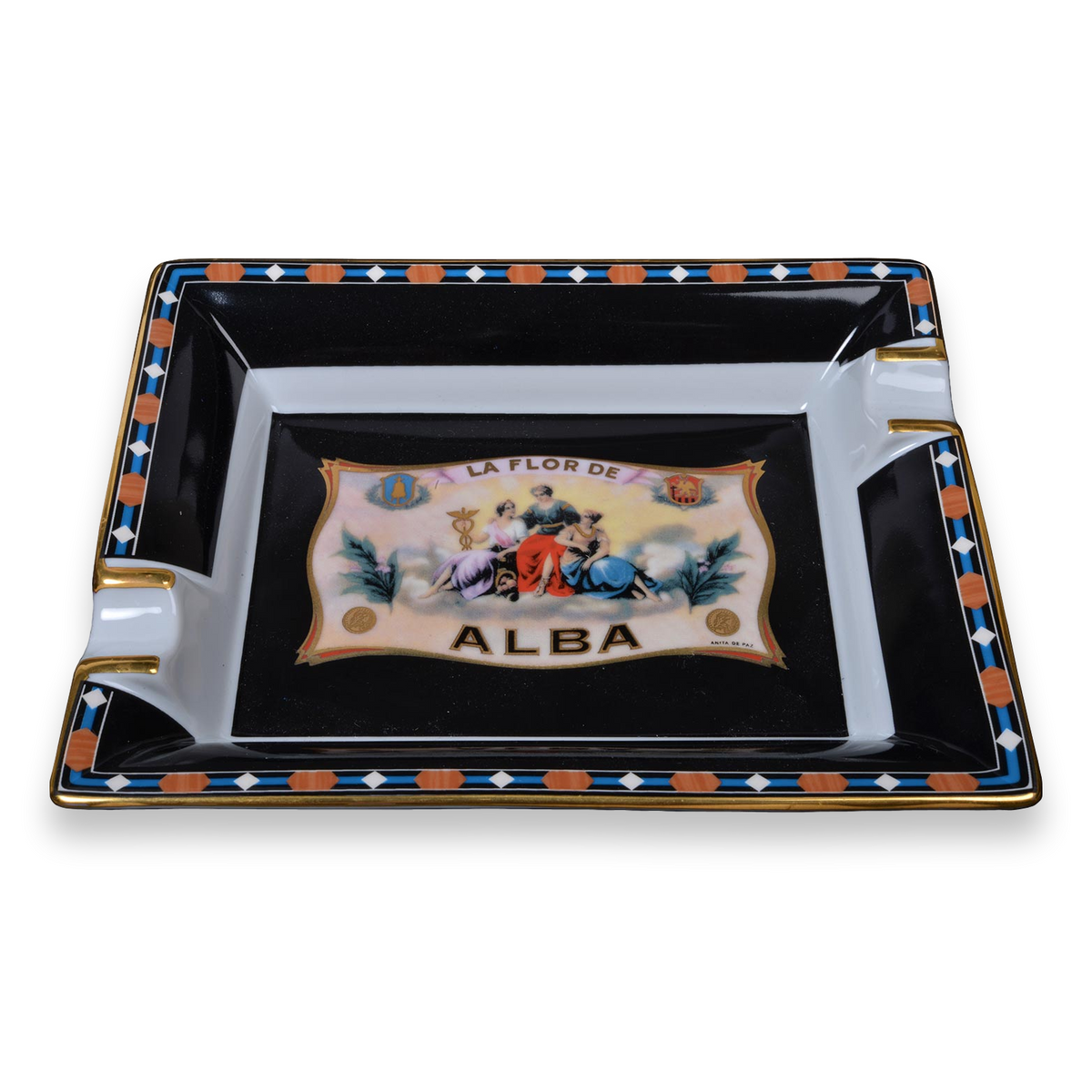 Elie Bleu Flor de Alba Porcelain Ashtray - Alba Collection