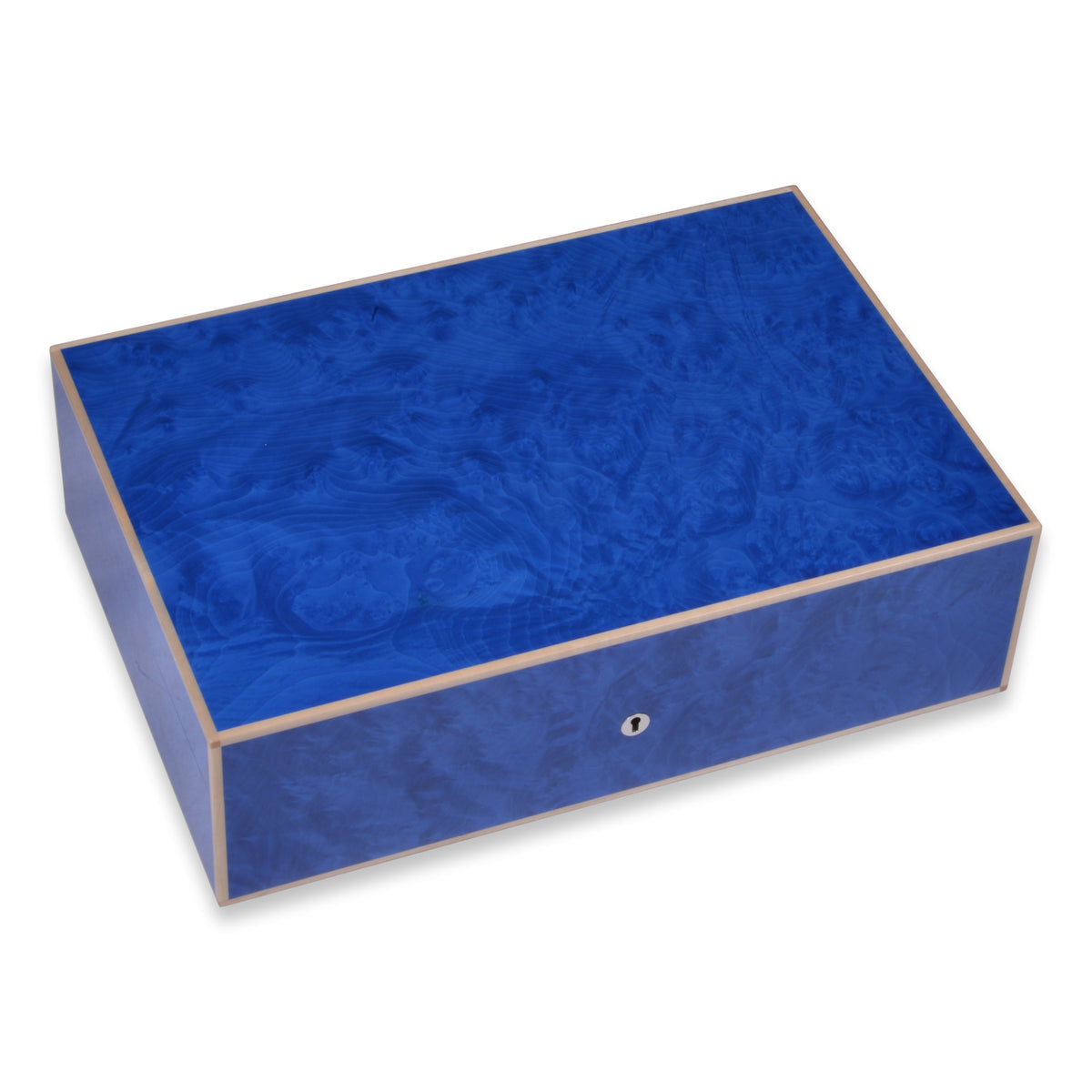 Elie Bleu Blue Madrona Burl Classic Wood 75-110 Cigar Desktop Humidor