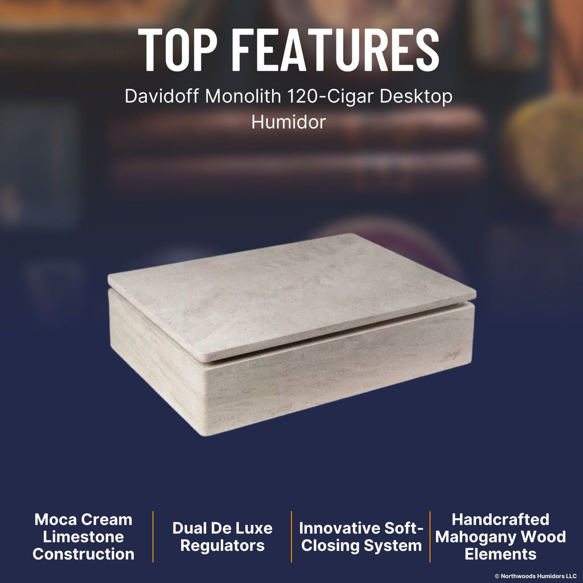 Davidoff Monolith 120-Cigar Desktop Humidor - Top Features Image