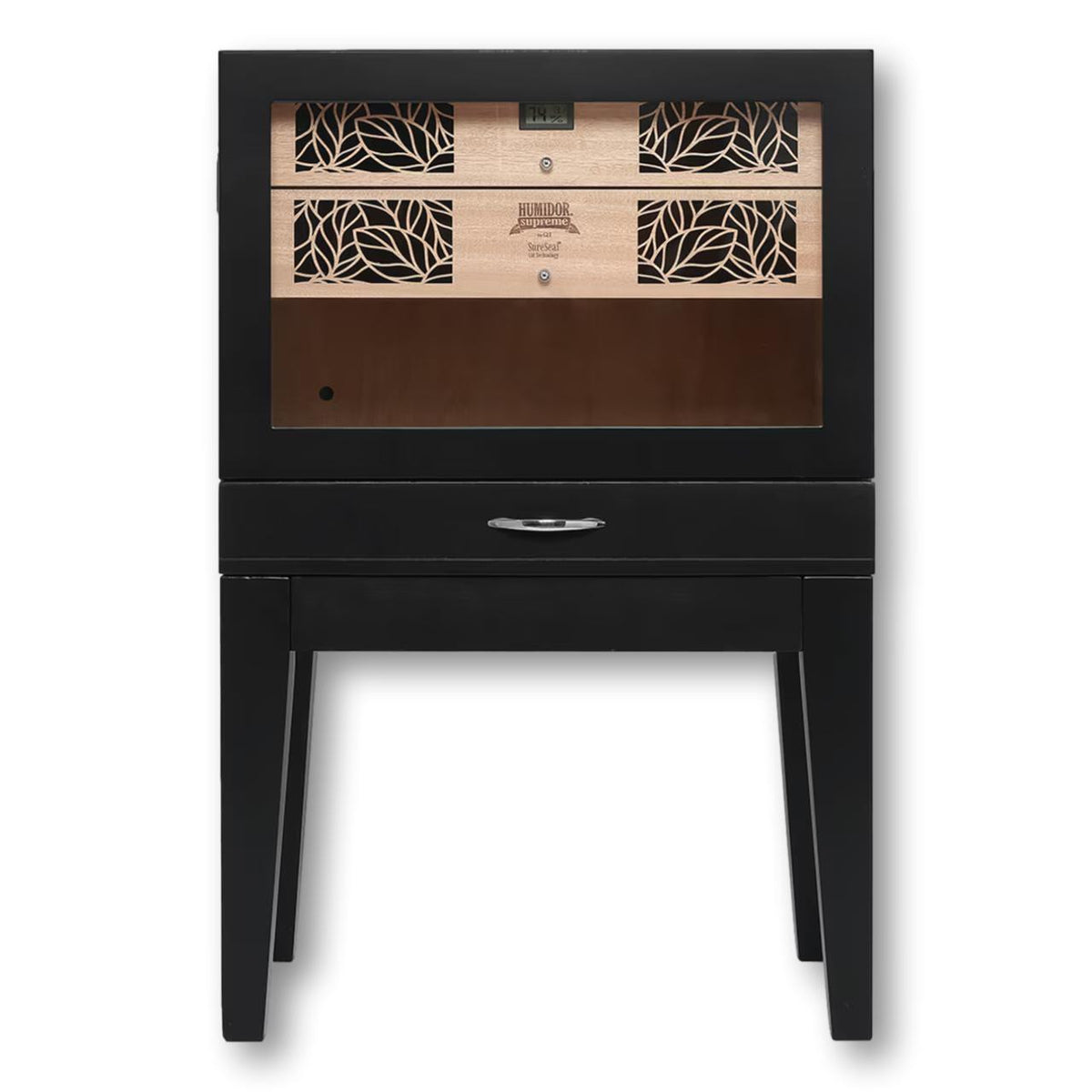 Humidor Supreme Balthazar II End Table 1,024-Cigar Humidors - Black Oak - Front