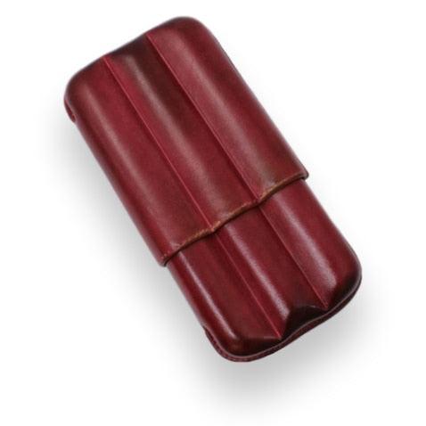Elie Bleu Bordeaux Patina 2-3 Cigar Leather Case