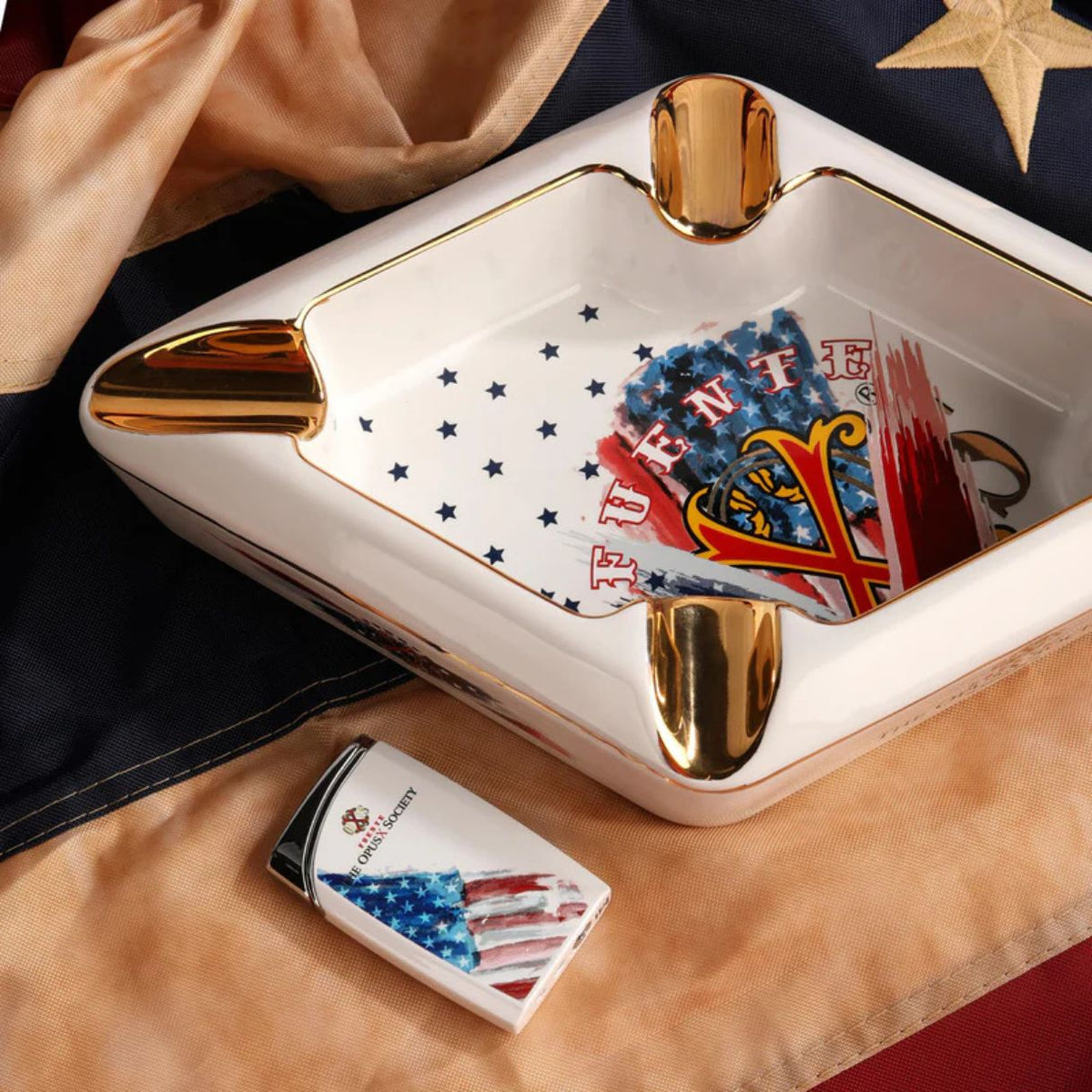 OpusX Society 1776 Ceramic 4-Cigar Ashtray
