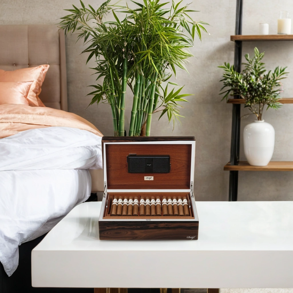 Davidoff Air De Famille Series II Ziricote Ambassador Matt 80-Cigar Desktop Humidors - Lifestyle