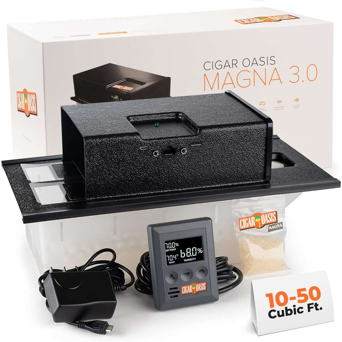 Cigar Oasis Magna 3.0 Electronic Humidifier - Front with box
