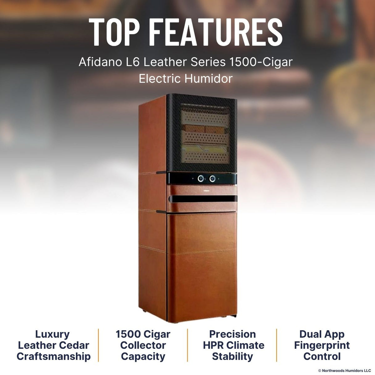 Afidano L6 Leather Series 1500-Cigar Electric Humidor -Top Features