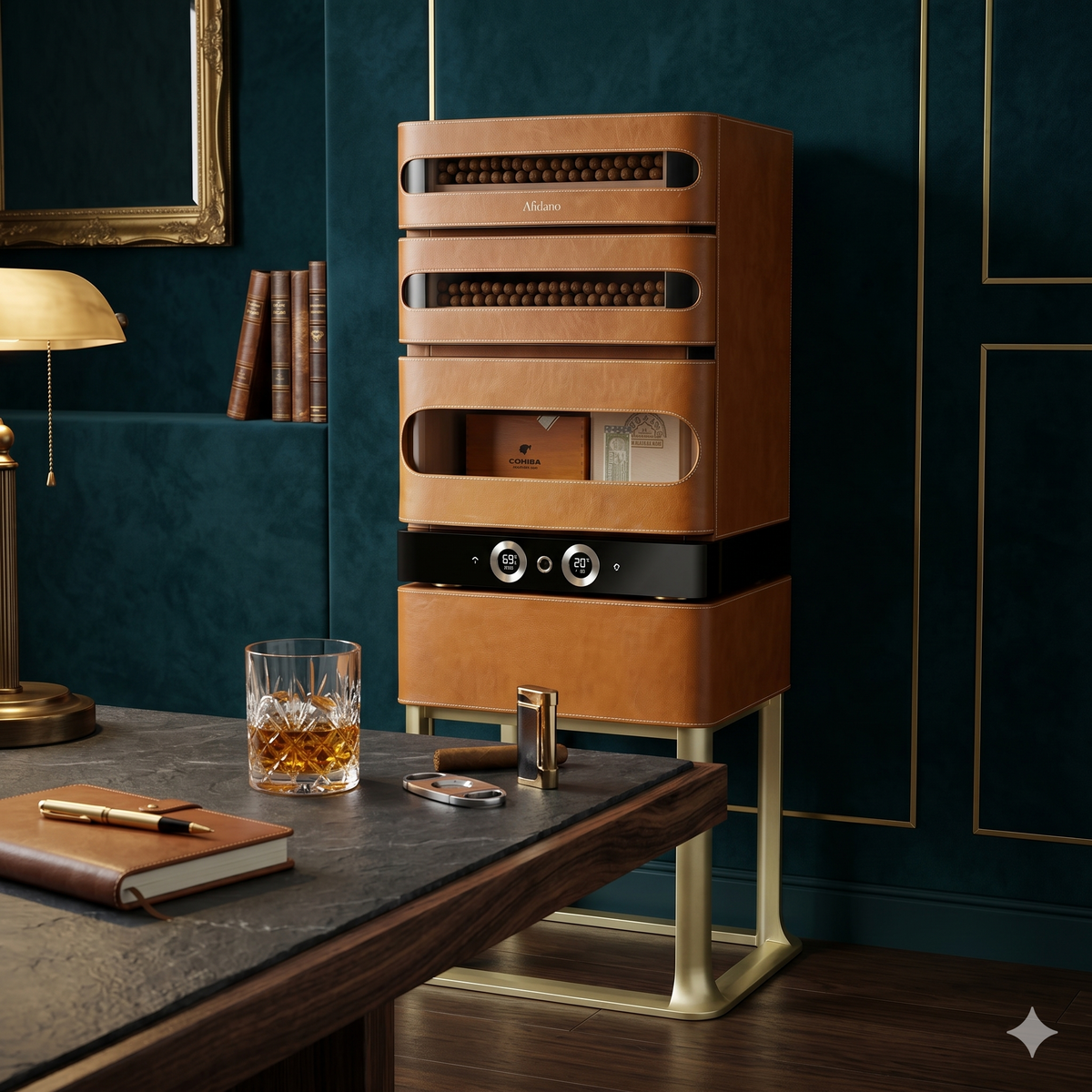 Afidano L3 Leather Series 250-Cigar Electric Humidor - Lifestyle Image