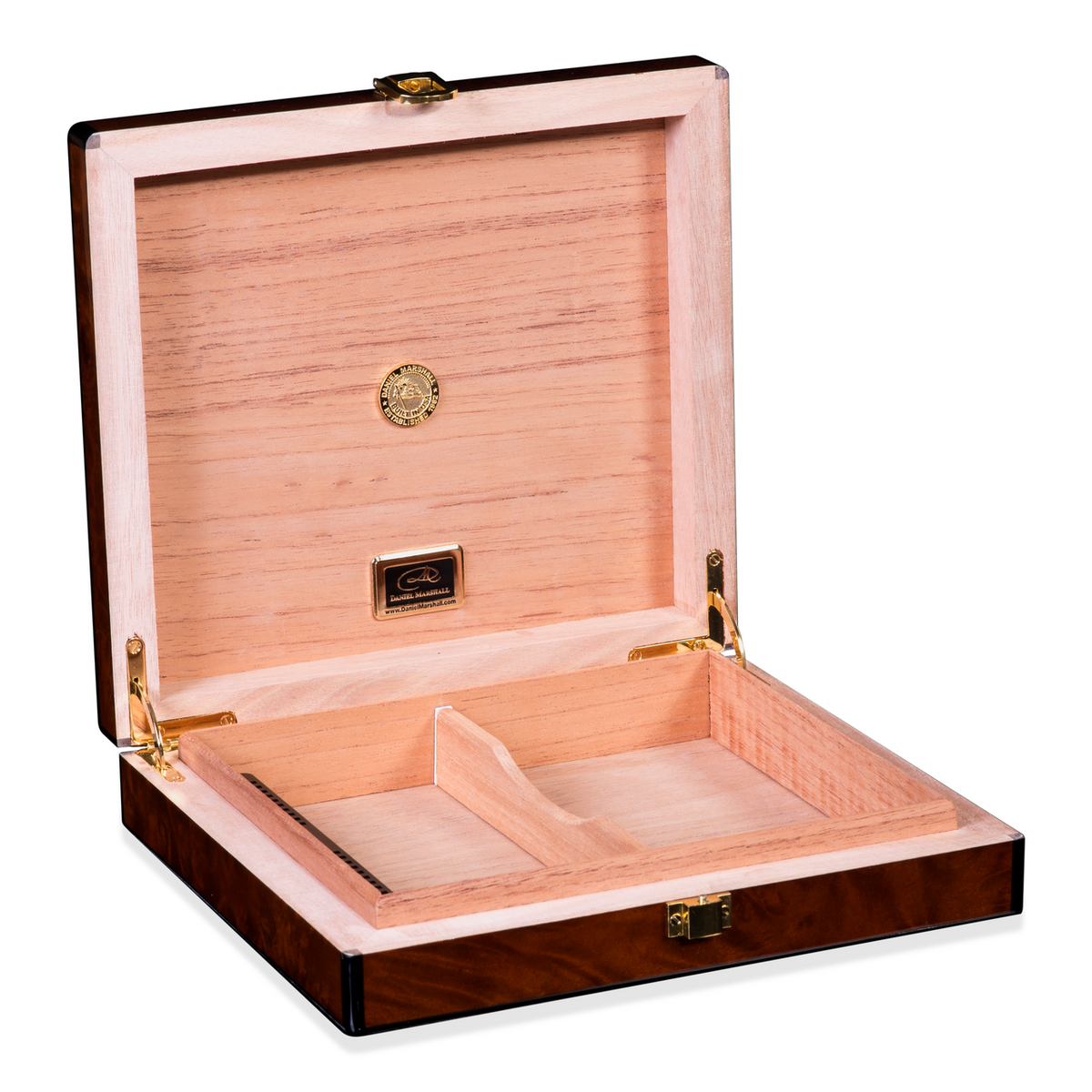 Daniel Marshall Slim Travel Humidor - Precious Burl Wood (DM-HUM-BURL-TRVL)