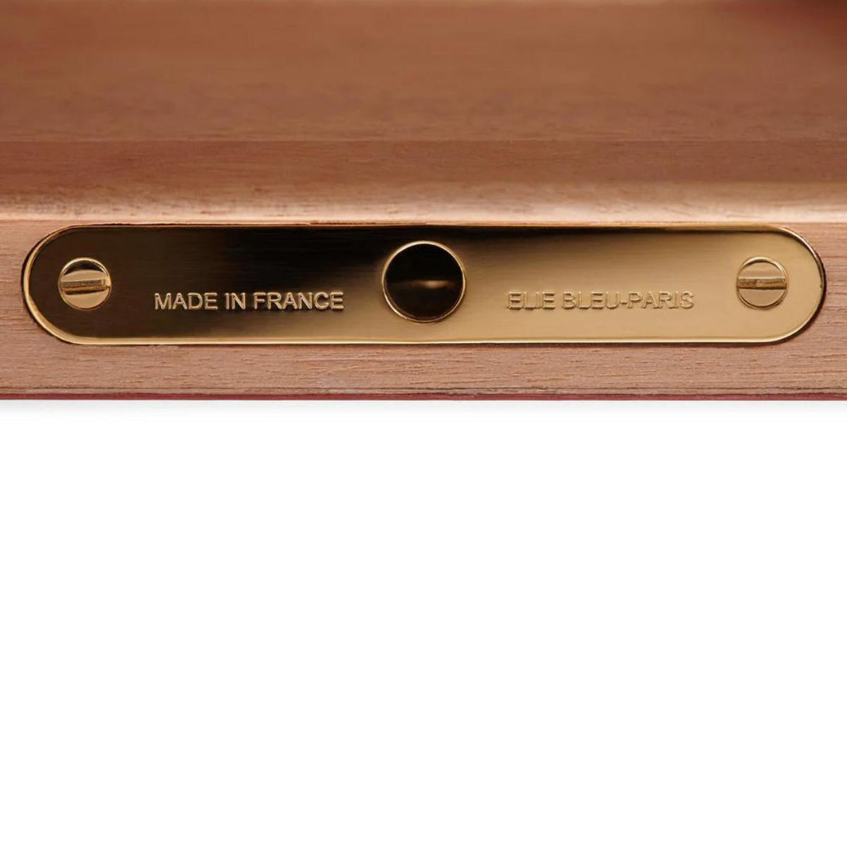Elie Bleu Classic Wood Cigar Desktop Humidor - Amboyna Burl - Plate Details