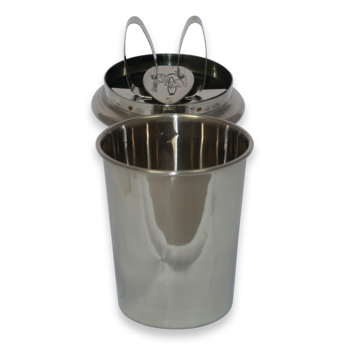 Stinky Cigar Polished Stainless Steel Metal 1-Cigar Car Ashtray - Interior Lid