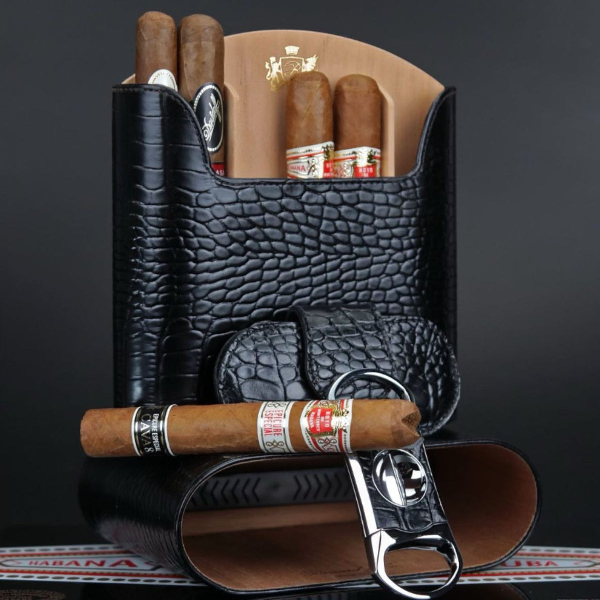 Brizard & Co V Cutter Crocodile Black V-Cut Cigar Cutter - Collection