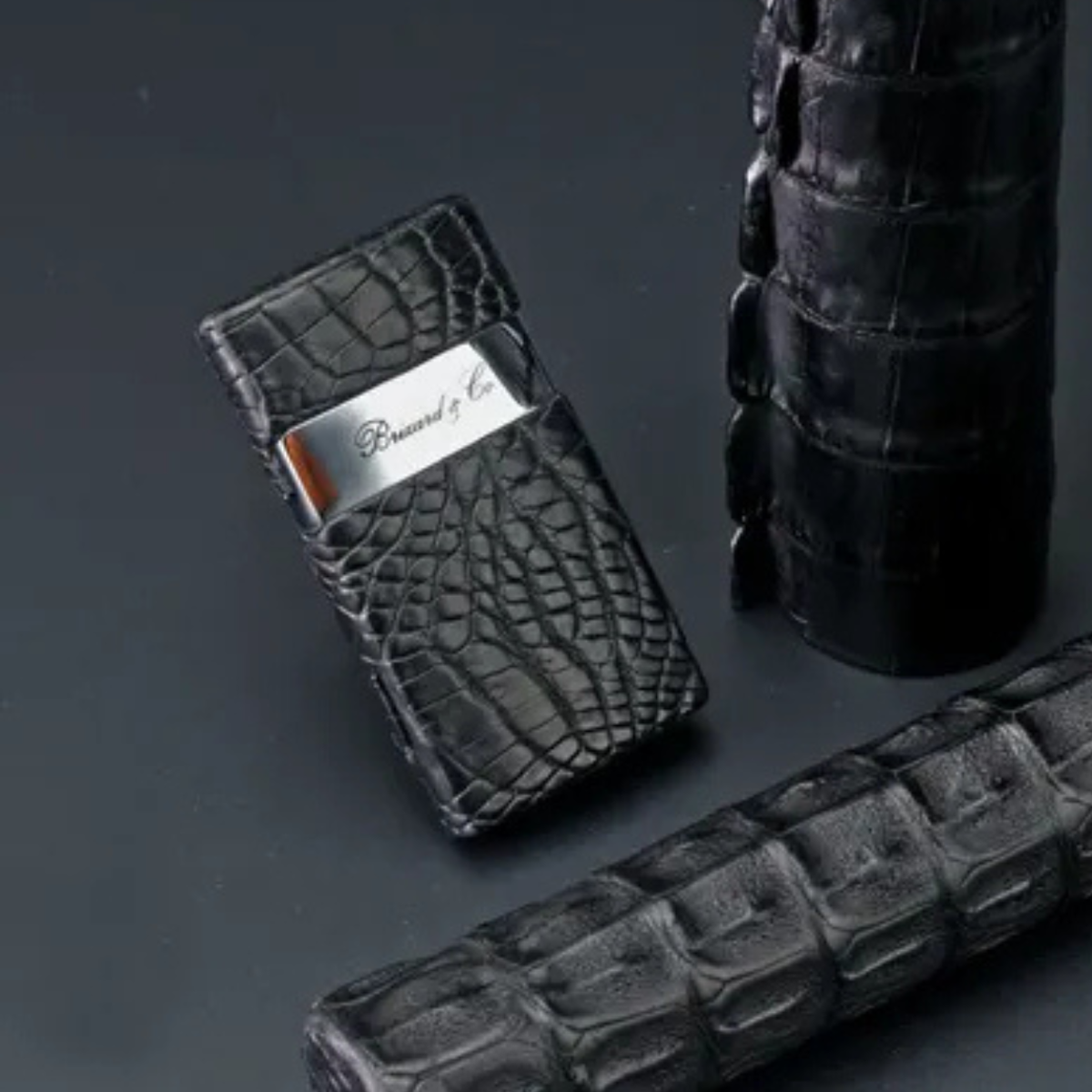 Brizard & Co Crocodile Black Venezia Torch Flame Single Jet Cigar Lighter - Collection Set 1