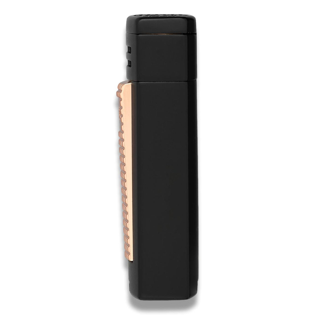 Xikar Ion Torch Flame Double Jet Cigar Lighter - Black And Rose Gold - Left Facing