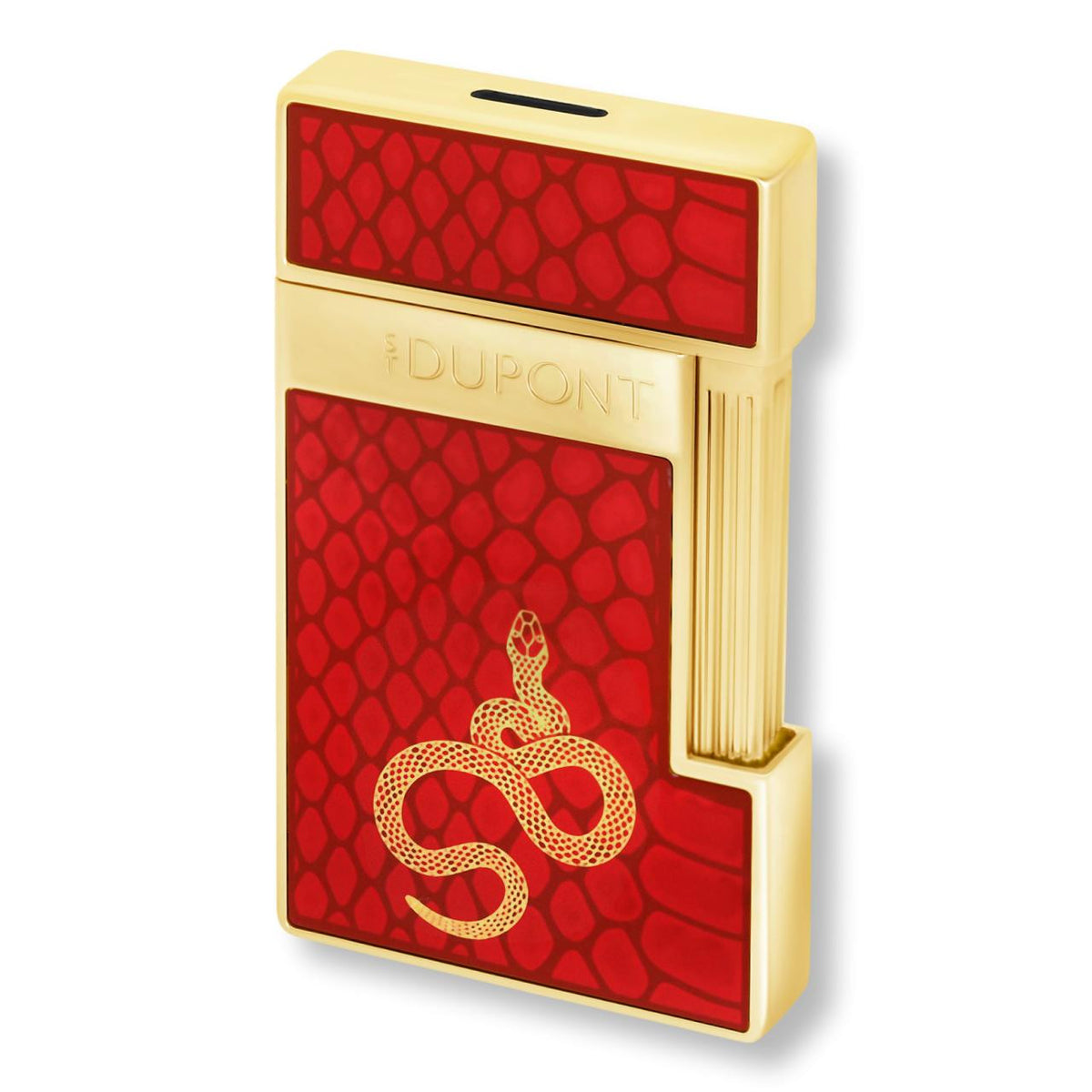 S.T. Dupont Year of the Snake Slimmy Flat Torch Flame Cigar Lighters - Red - Left Facing