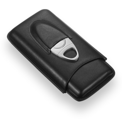 Visol Legendary Leather 3-Finger Cigar Case with Cutters