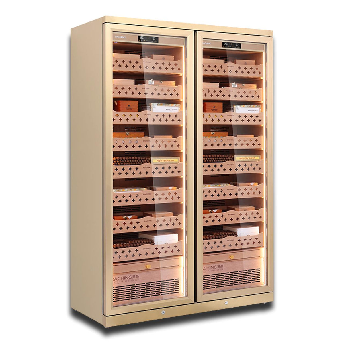 Raching CD1200 Climate Control Stainless Steel Double Door 3,200-Cigar Electric Humidor