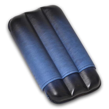 Elie Bleu Patina Leather 3-Finger Soft Cigar Cases