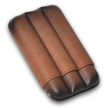 Elie Bleu Patina Leather 3-Finger Soft Cigar Cases
