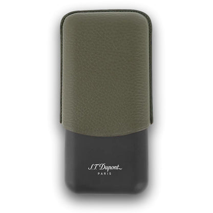 S.T. Dupont Leather and Matte Black Metal 3-Finger Hard Cigar Cases