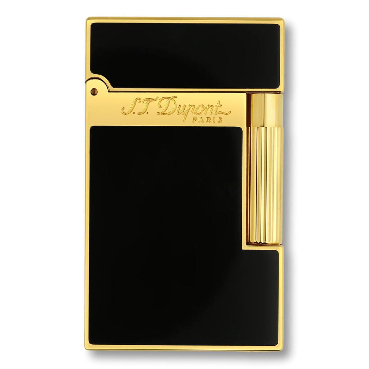 S.T. Dupont Lacquer Line 2 Double Soft Flame Cigar Lighter - Black Lacquer and Gold - Front
