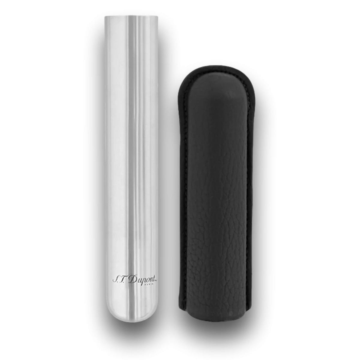S.T. Dupont Leather and Chrome Metal 1-Finger Hard Cigar Cases - Black and Chrome - Interior Details