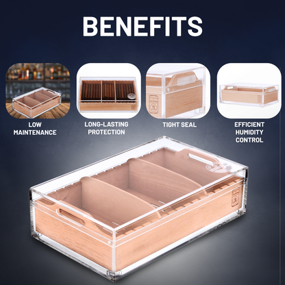 Large Acrylic 75-Cigar Humidor Powered by Boveda - Benefits