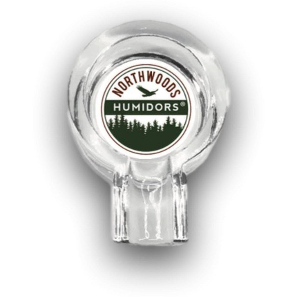 Lotus Clarity Glass 1-Cigar Ashtray with Northwoods Logo - Top View