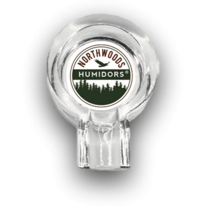 Lotus Clarity Glass 1-Cigar Ashtray with Northwoods Logo - Top View