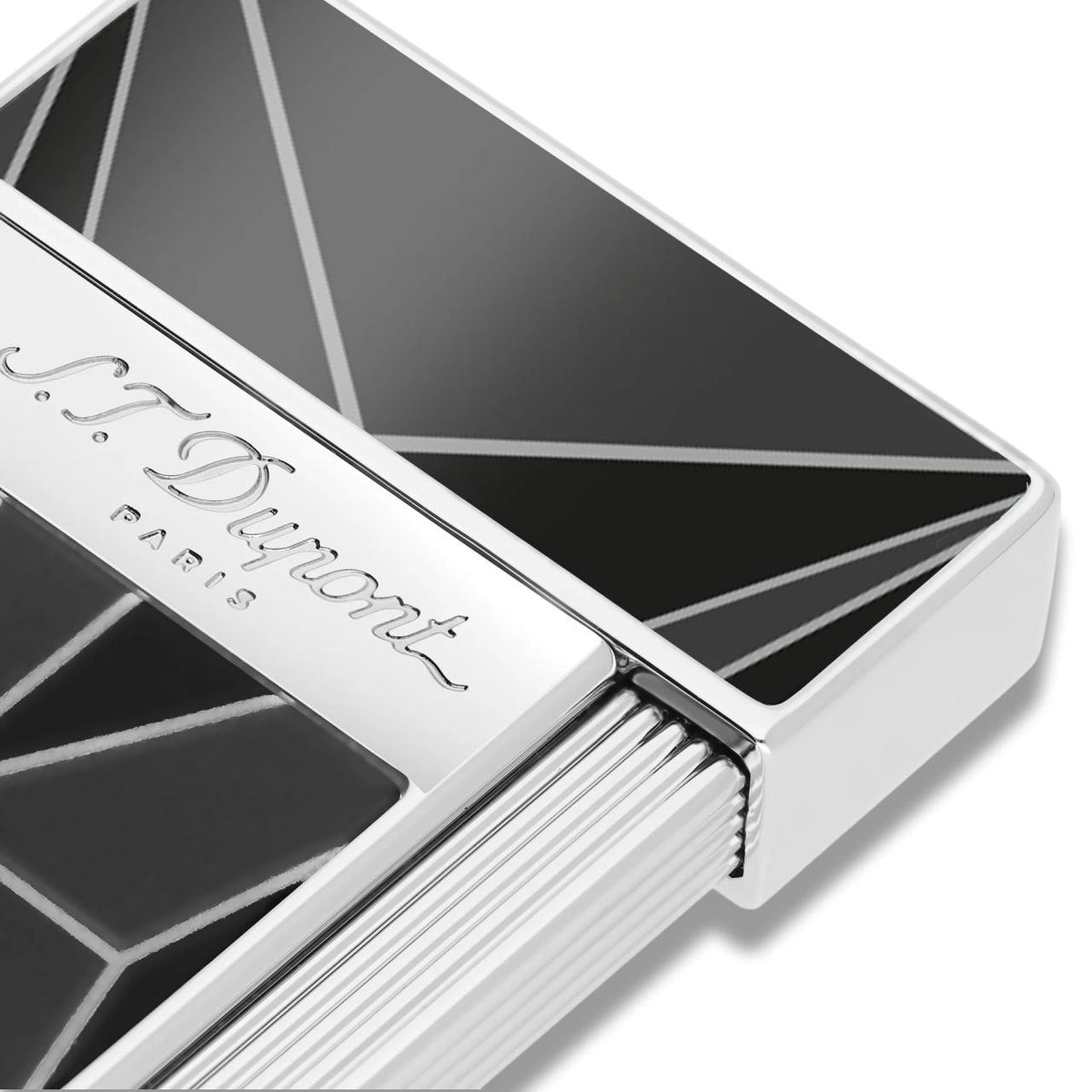 S.T. Dupont Fire X Slimmy Torch Flame Single Jet Cigar Lighter - Black & Chrome - Detail