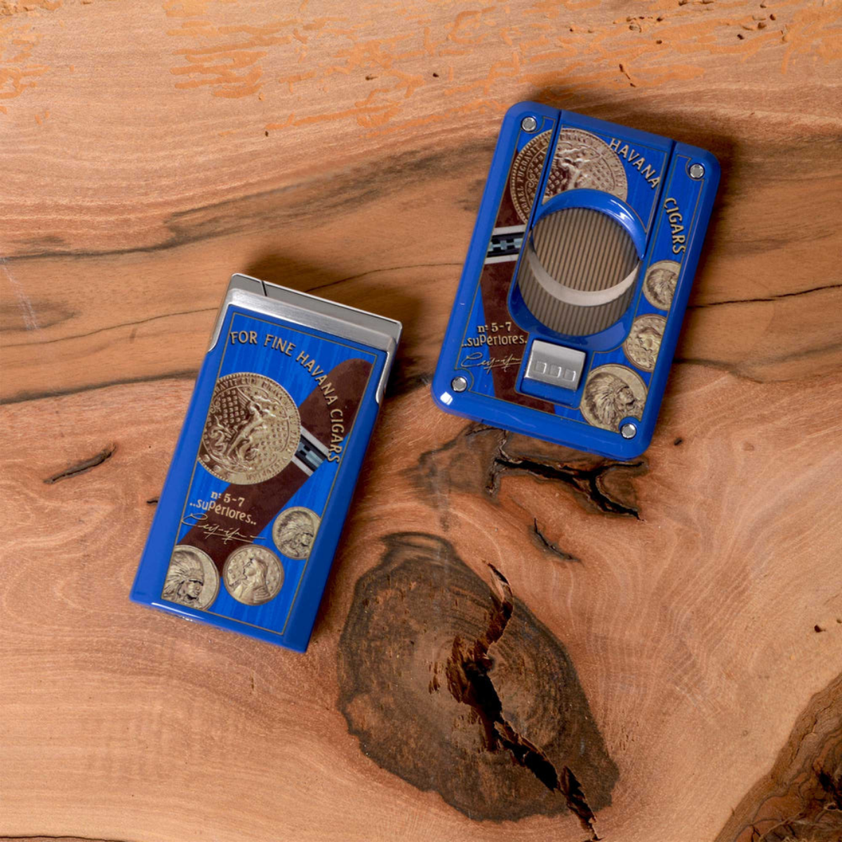 Elie Bleu Medals EBC4 Double Blade Cigar Cutters - Blue -Collection