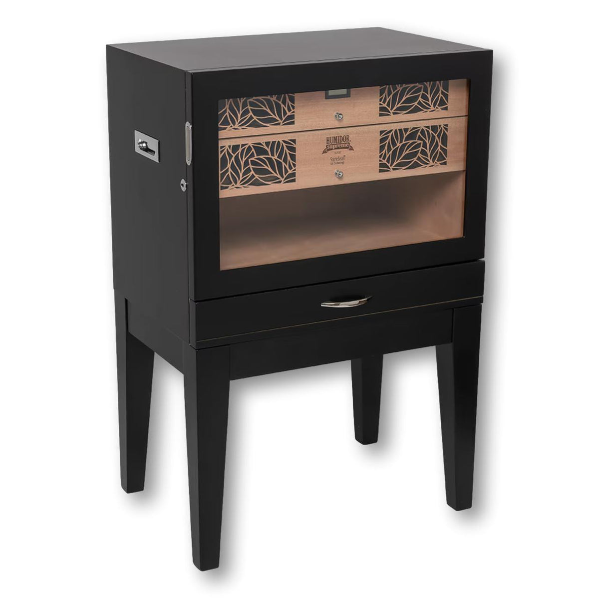 Humidor Supreme Balthazar II End Table 1,024-Cigar Humidors - Black Oak - Main Image - Right Facing