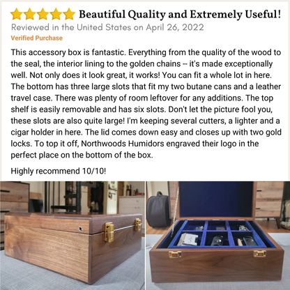 Northwoods Humidors Dark Walnut Wood Cigar Accessories Box