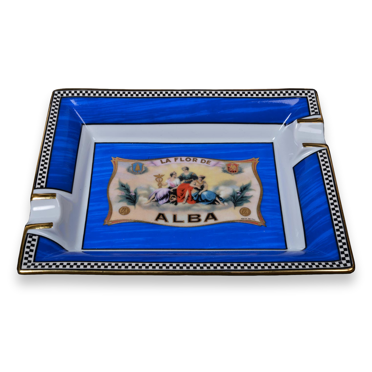 Elie Bleu Flor de Alba Porcelain Ashtray - Alba Collection