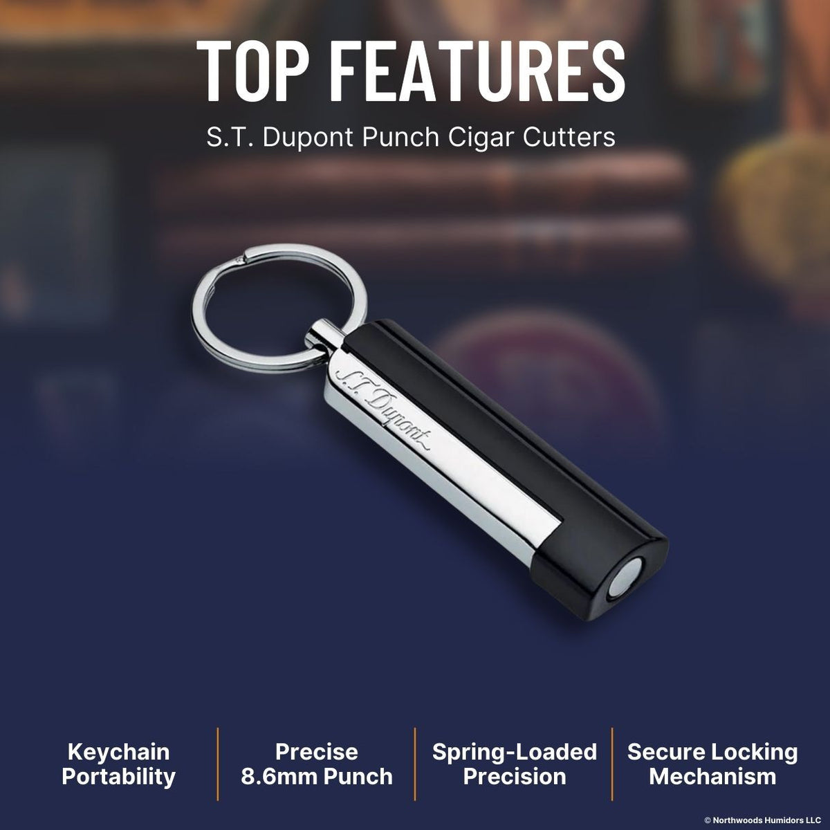 S.T. Dupont Punch Cigar Cutters - Black Chrome - Top Features