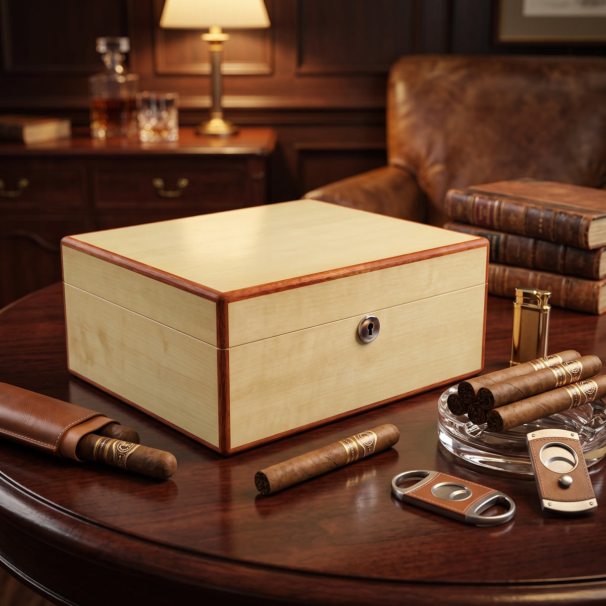 Diamond Crown Camden 40-Cigar Desktop Humidor - Lifestyle Image