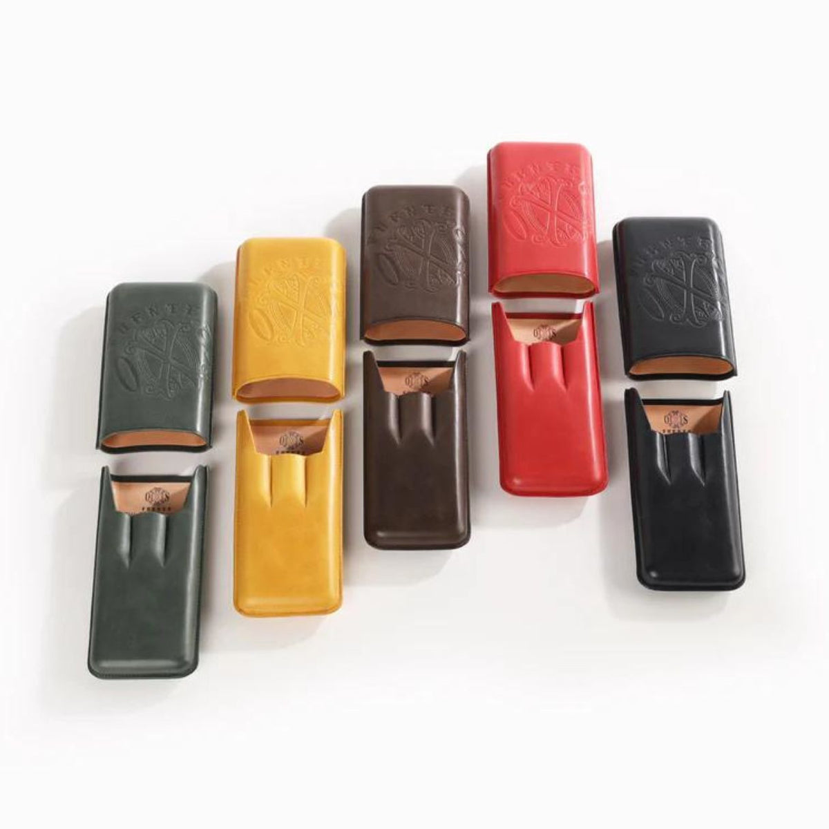 OpusX Society Spanish Nobuk Leather 3-Finger Soft Cigar Cases - Collection Interior Details