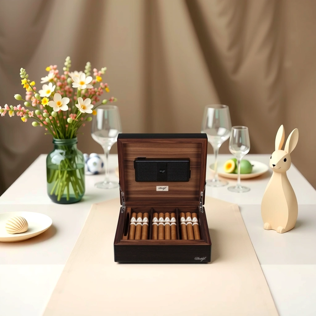 Davidoff Air De Famille Series I Smoked Oak Primos Matt 35-Cigar Desktop Humidors - Lifestyle