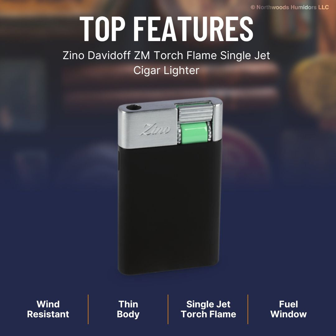 Zino Davidoff ZM Torch Flame Single Jet Cigar Lighter - 2020 Series - Top Features