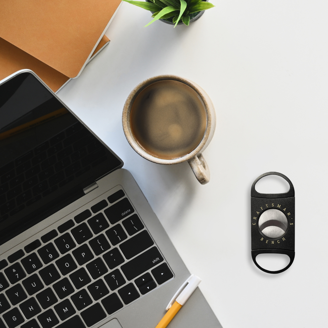 Craftsmans Bench Black Double Blade Cigar Cutter - Flatlay