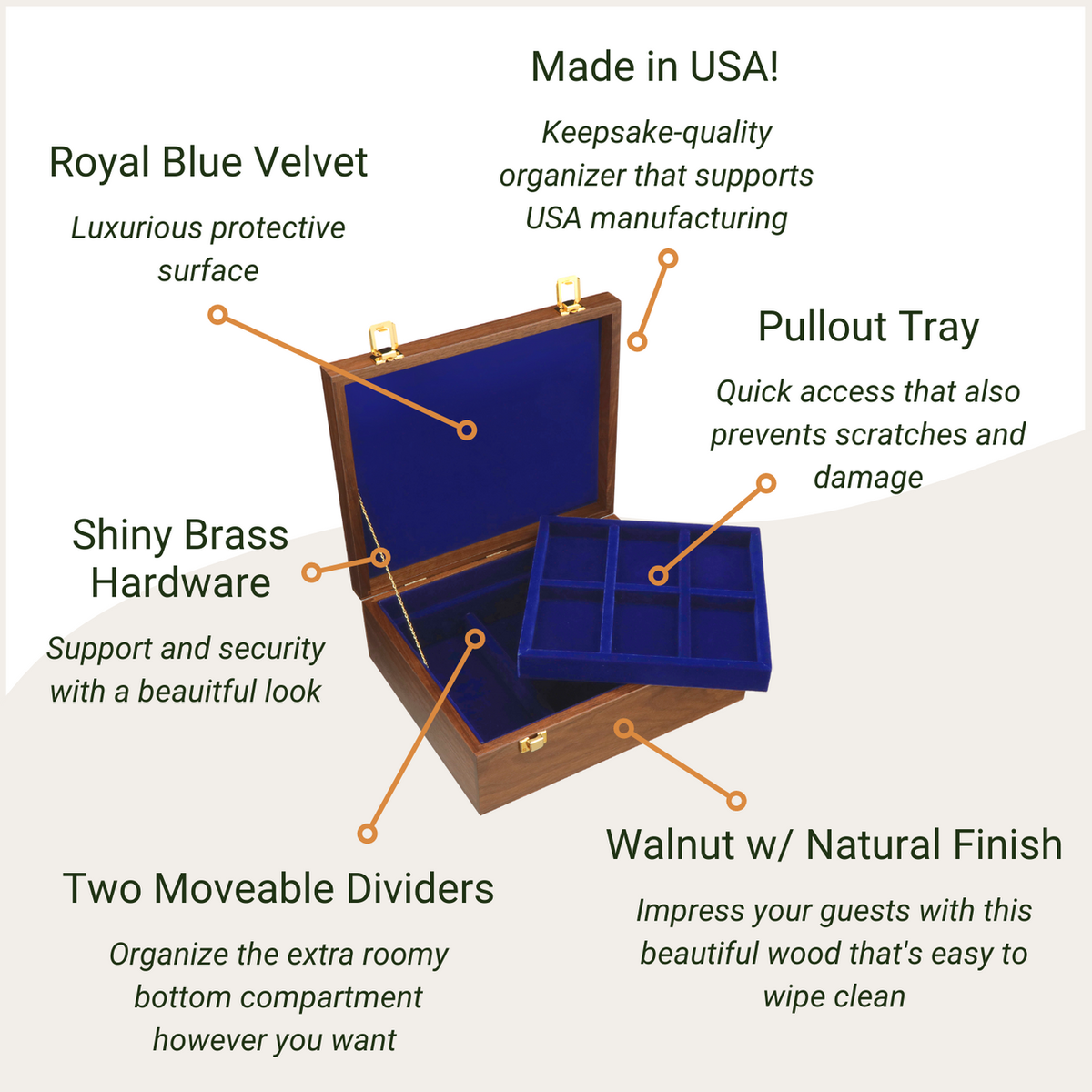 Northwoods Humidors Dark Walnut Wood Cigar Accessories Organizer