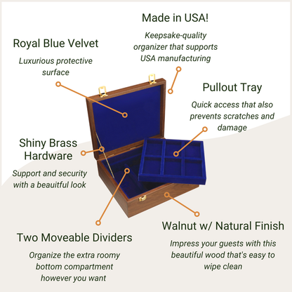 Northwoods Humidors Dark Walnut Wood Cigar Accessories Organizer