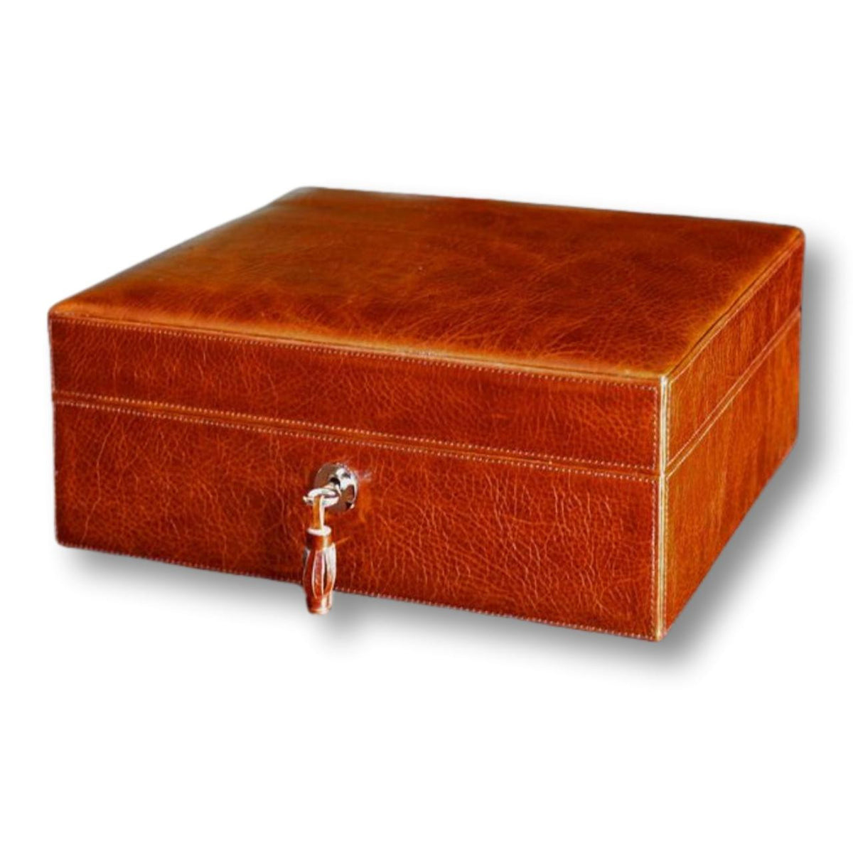 Brizard & Co Airflow Antique Saddle 80-Cigar Desktop Humidor - Main Image - Front
