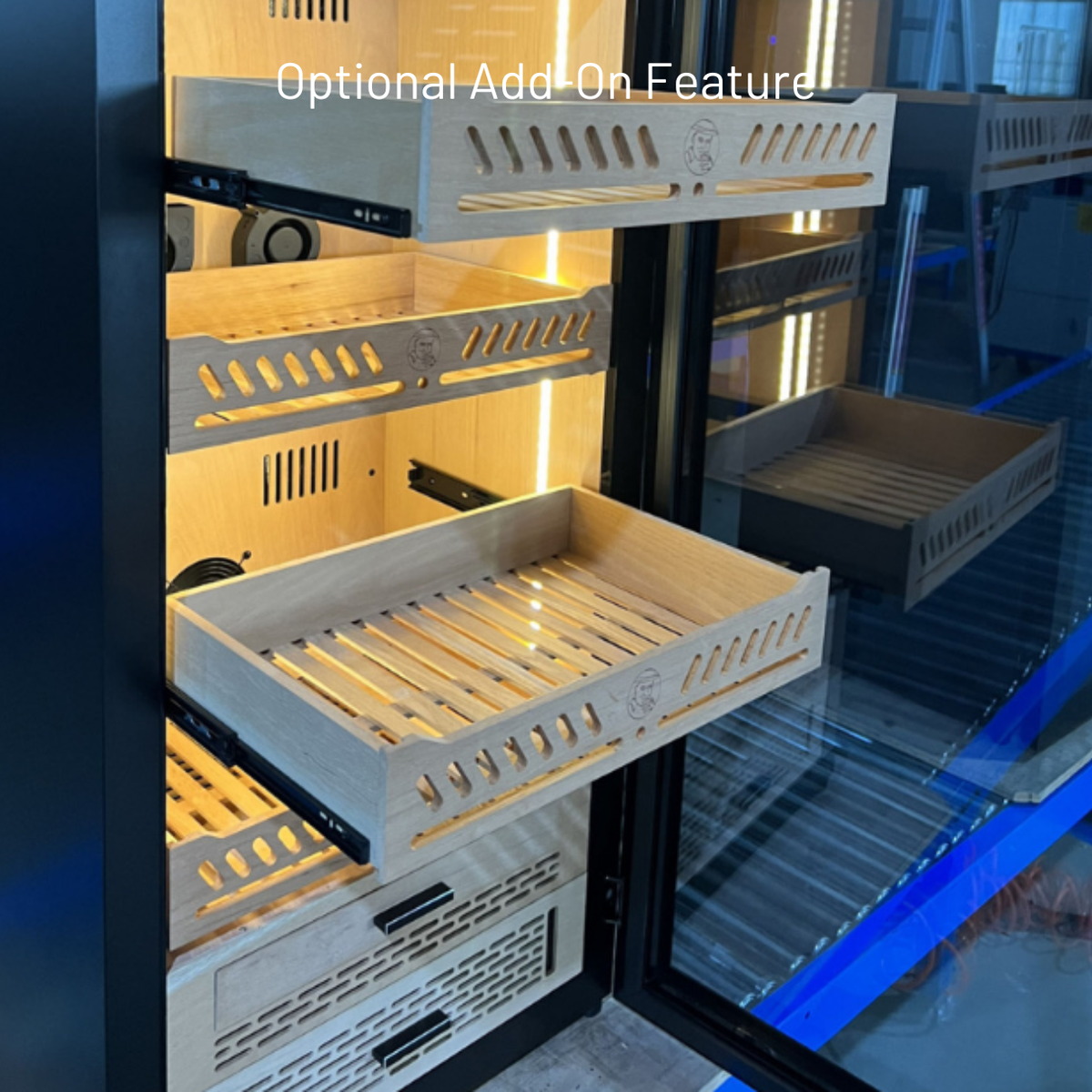 Yohtron YC-88G Premium Series Gold 450-Cigar Electric Humidor - OPTIONAL ADD-ON - Ball Bearing Sliding Rails for Shelves v2