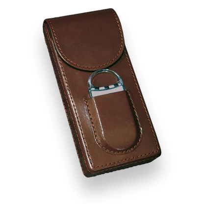 Prestige Magnetic Leather 3-Finger Cigar Cases - with Fliptop Enclosure