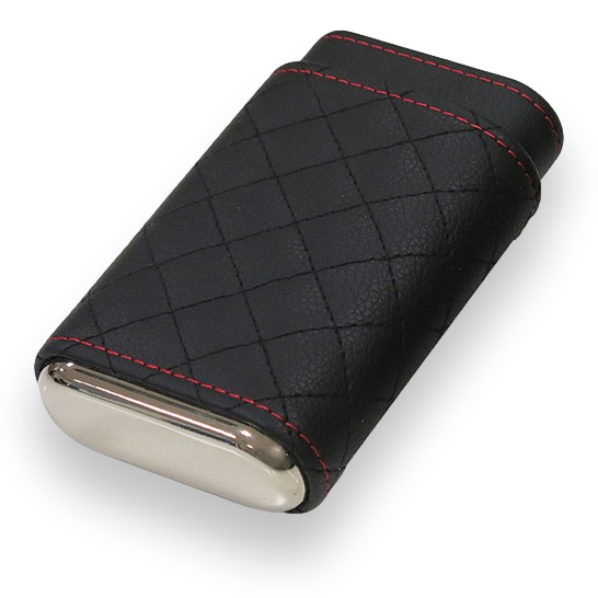 Prestige Drexel Diamond Stitch Leather 3-Finger Cigar Cases