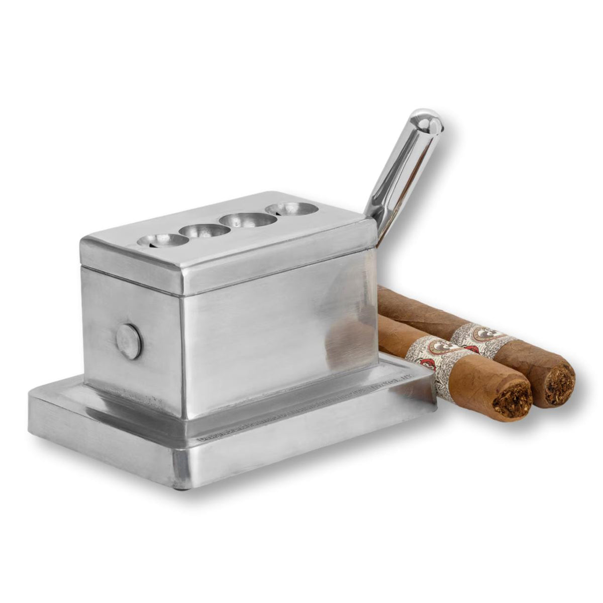 Quality Importers 60 Ring Gauge Stainless Steel Table Top Cigar Cutter  - Right Facing Cigar