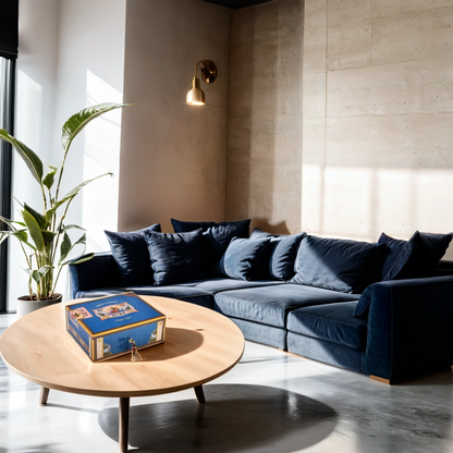 Elie Bleu Alba 75-Cigar Desktop Humidor - Blue - Lifestyle