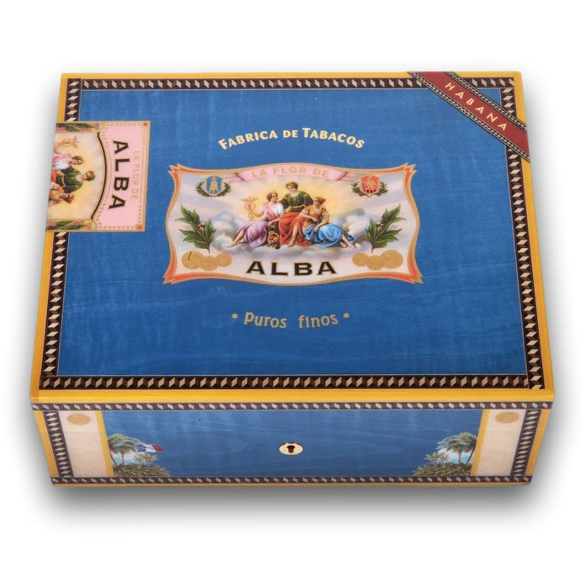 Elie Bleu Alba 75-Cigar Desktop Humidor - Blue - Top Side
