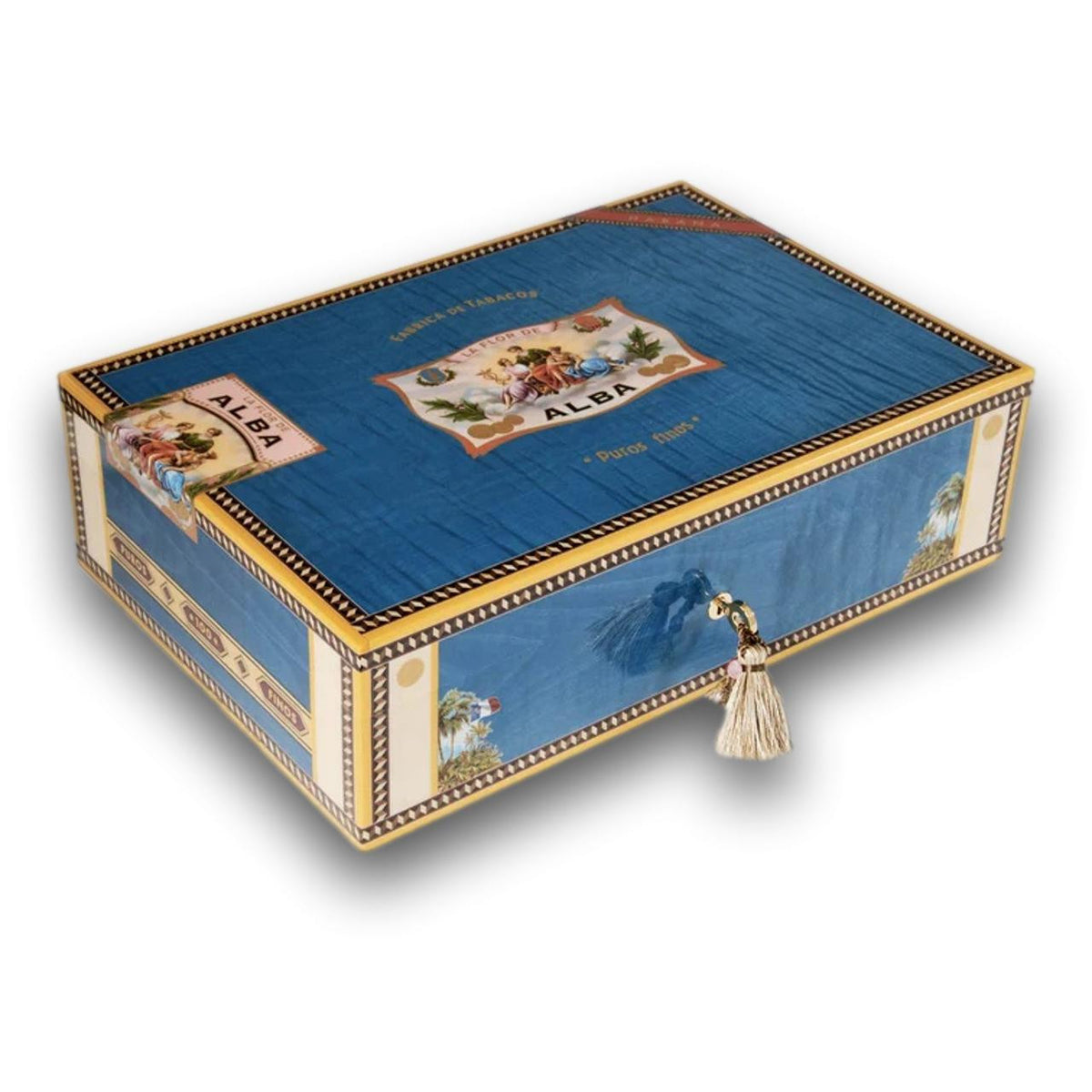 Elie Bleu Alba 110-Cigar Desktop Humidor - Blue - Main Image- Front