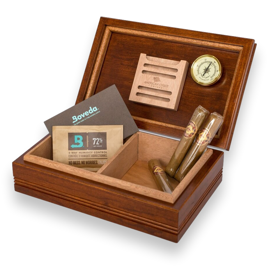 American Chest WoodTop Maple 50-Cigar Desktop Humidor  - Interior Front